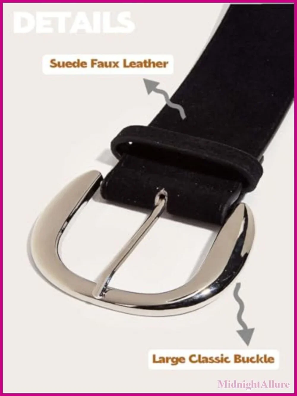 Women's Chunky Wide Suede Faux Leather Waist Belt with Big Metal Buckle